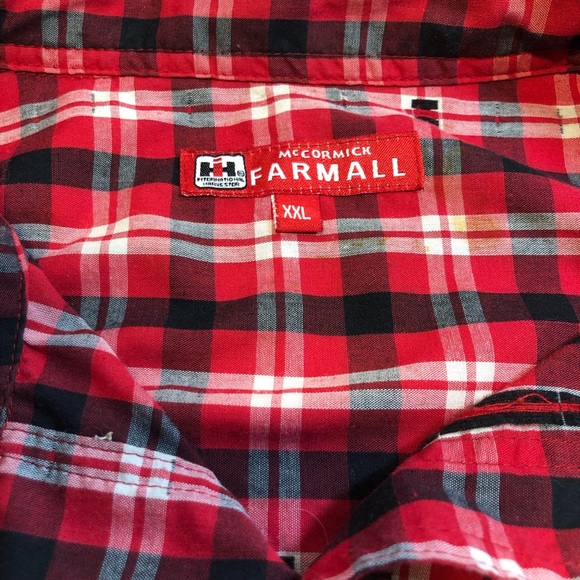 Men Size 2XL McCormick Farmall International Harvester IH Red Plaid short sleeve - Picture 12 of 12